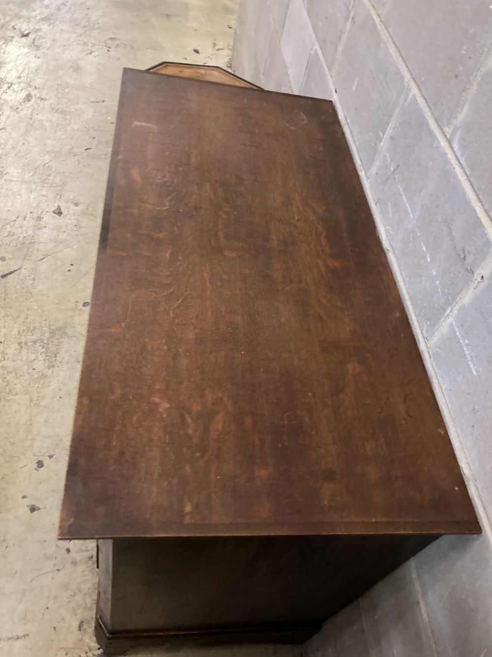 A 19th century Continental oak and fruitwood chest, width 110cm, depth 53cm, height 90cm